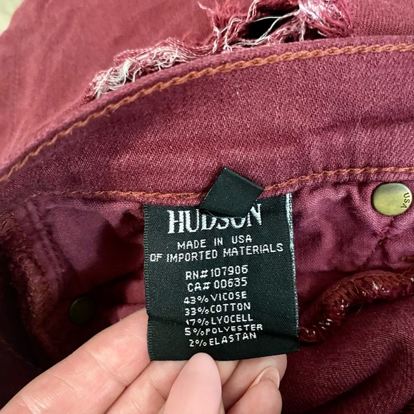 Hudson “Nico” Midrise Skinny Jean In Crimson Destructed - Picture 8 of 10